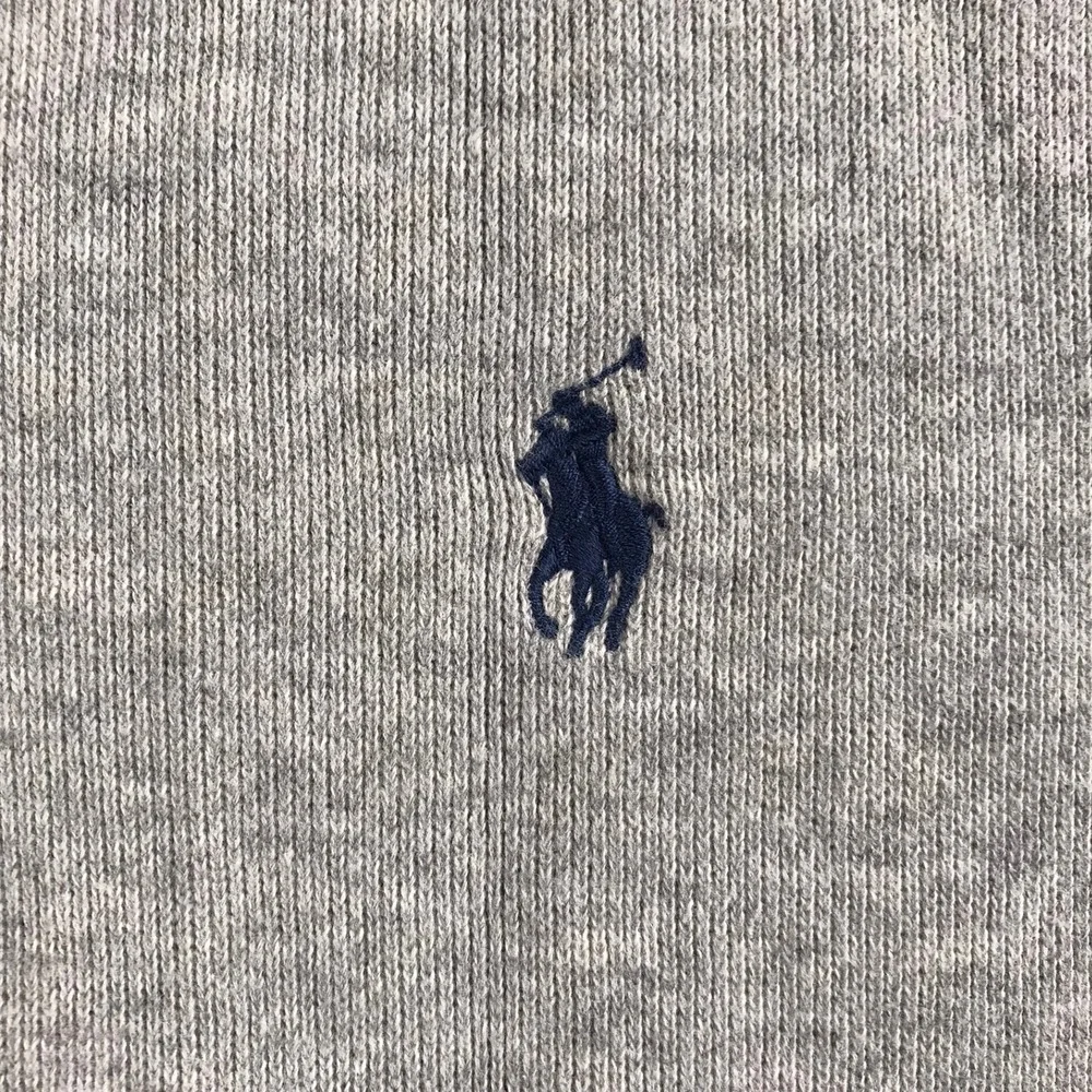 Polo Ralph Lauren 1/4 Zip Pullover Mens 2XB Gray Cotton Navy Pony Logo Sweater